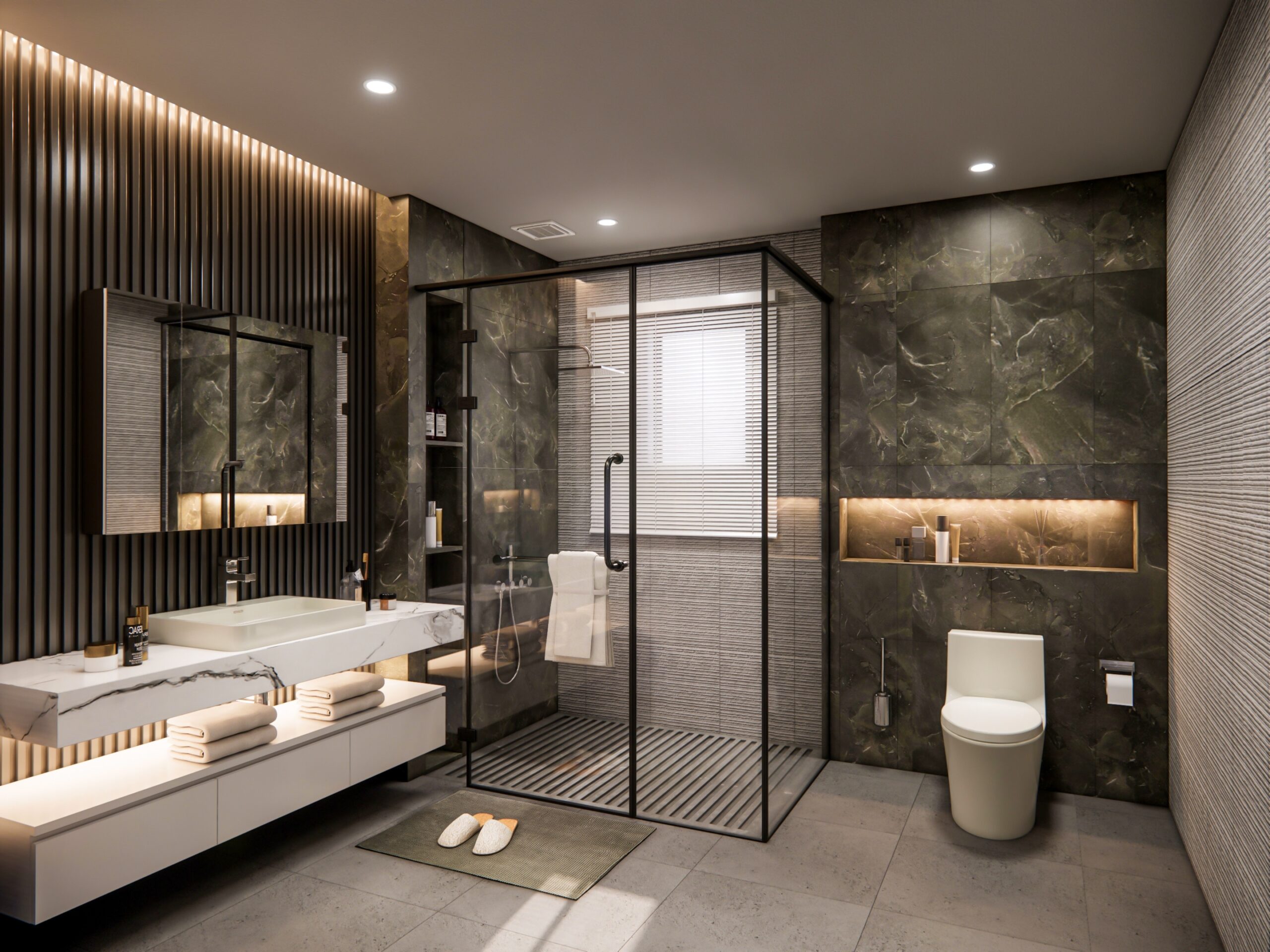 3d Rendering Modern Bathroom Full Scene Interior Design Alba Showers